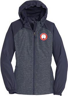 Ladies Heather Hooded Wind Jacket, True Navy